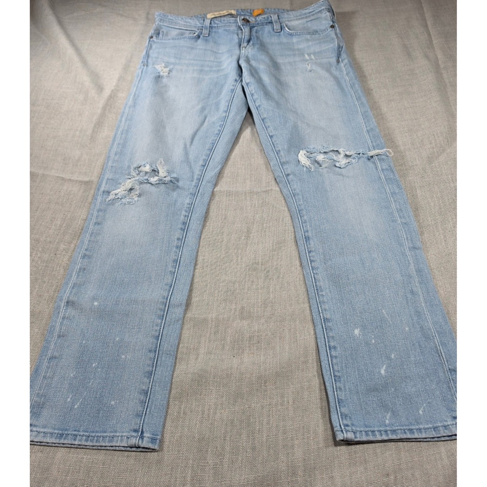 Pilcro Jeans Womens 29 Light Blue Fair Distressed Paint Splatter Straight Leg